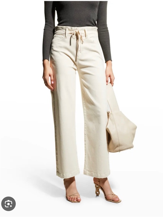 PAIGE Denim - PAIGE women’s carly waistband tie High-Rise Wide Leg Cream jeans size 25 NWT